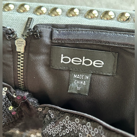 NWOT Bebe Sequin Black Corset Bustier Ruffle Peplum Top Sexy Holiday Size M - Picture 9 of 14